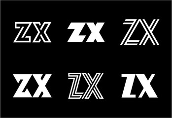 Set of letter ZX logos. Abstract logos collection with letters. Geometrical abstract logos
