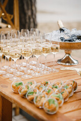 snacks on the table, buffet on the street, decoration