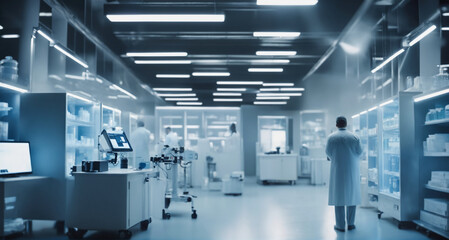 Interior of modern biopharmaceutical laboratory