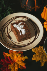 Spooky Brownie with ghost art for Halloween and decorations