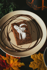 Spooky Brownie with ghost art for Halloween and decorations
