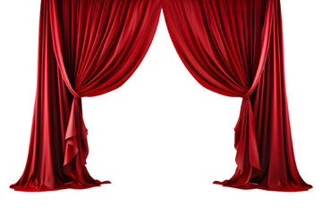 red curtain of performance stage png ,red curtain isolated on transparent background ,generative ai