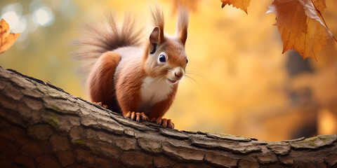 Cute Squirrel Clutching a Hazelnut in Autumn Photo of a squirrel eating nuts on a tree
generative AI