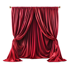 red curtain of performance stage png ,red curtain isolated on transparent background ,generative ai - obrazy, fototapety, plakaty