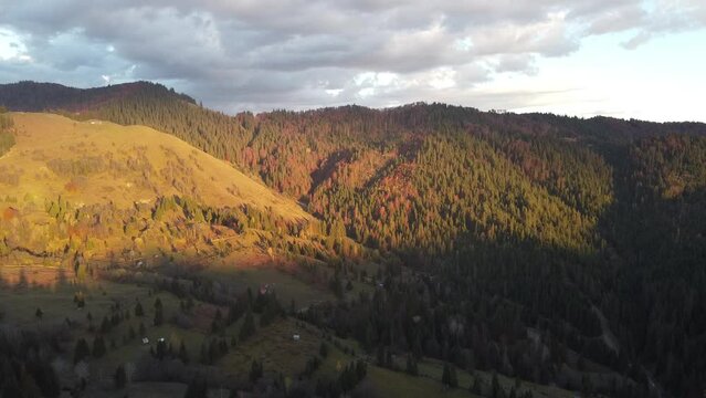 autumn aerial landscape in the mountains