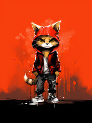 illustration jolie et comique d'animal avec des v&ecirc;tements