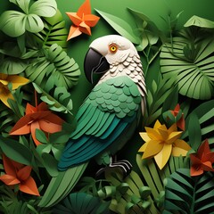 Obraz premium Beautiful green parrot style images Generative AI