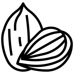 almond filled outline icon,linear,outline,graphic,illustration
