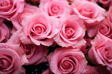 Pink Roses in the Rain