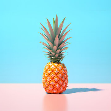 close up of Pineapple with vibrant colored background