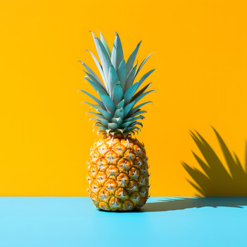 close up of Pineapple with vibrant colored background