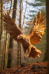 Majestic Wings: A Wooden Eagle in Flight