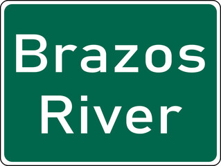 Transparent PNG of a Vector graphic of a green USA River mutcd highway sign. It consists of the words Brazos River  contained in a green rectangle