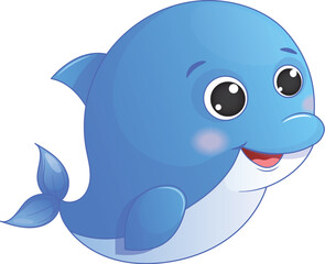 Vector Cute Cartoon Baby Dolphin