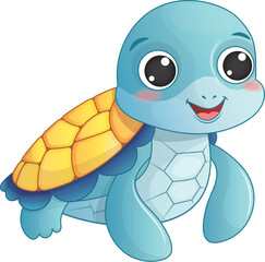 Vector Cute Cartoon Sea Turtle