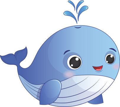 Vector Cute Cartoon Sea Whale
