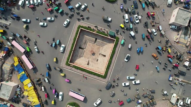 India Traffic aerial city view in Jaipur Drone 4K
