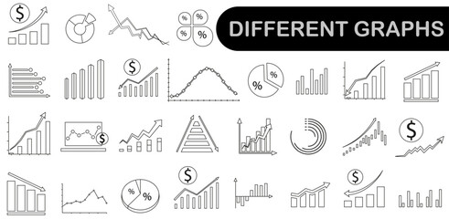 Icons for business. Financial ups and downs chart. Simple vector line icon.