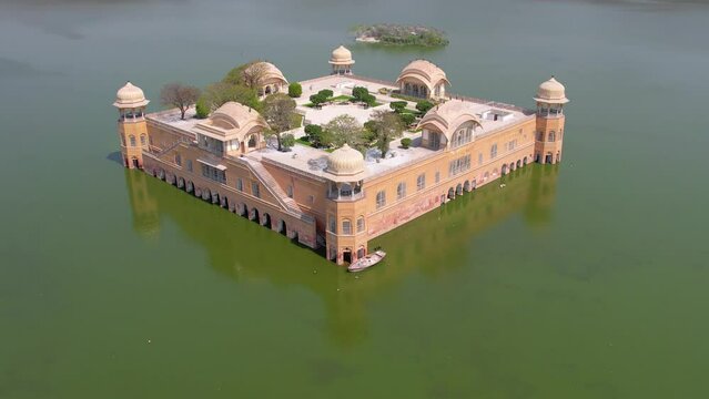 Jal Mahal Palace in Jaipur, India Drone 4K