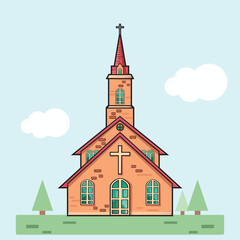 Naklejka premium Church building vector art