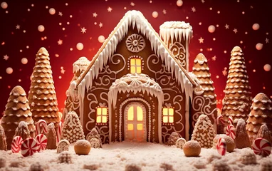 Gordijnen Christmas gingerbread house © Alex