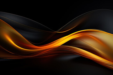 Fototapeta premium Abstract modern yellow-orange smooth lines on a black background