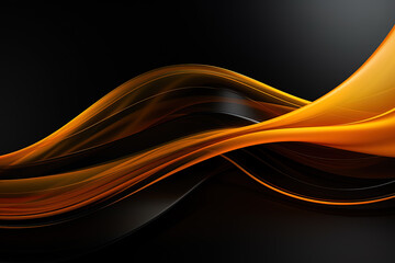 Abstract modern yellow-orange smooth lines on a black background