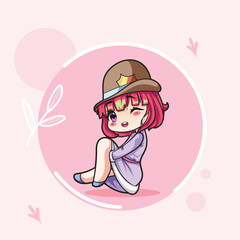 Cute kawaii girl with hat