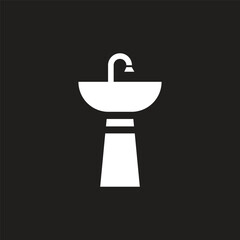 Sink with water tap vector icon. filled flat sign for Washbasin glyph icon. Symbol, logo illustration. Vector graphics
