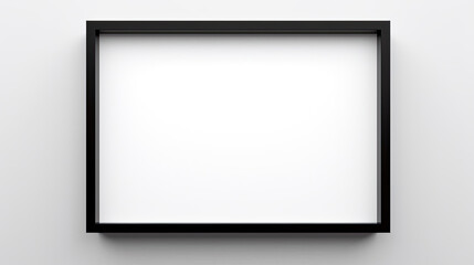 black photo frame on a wall with copy space