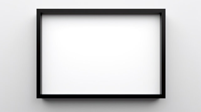 black photo frame on a wall with copy space