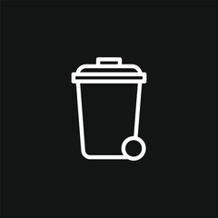 Black isolated icon of dumpster on white background. Silhouette of bin for trash. Flat design.

