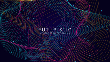 Modern abstract background with wavy lines and particles suitable for wallpaper, banner, flyer. vector illustration