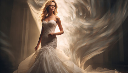 Fototapeta na wymiar Mermaid inspired wedding gown