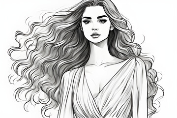 Woman with long wavy hair and wearing a dress.
Generative AI
