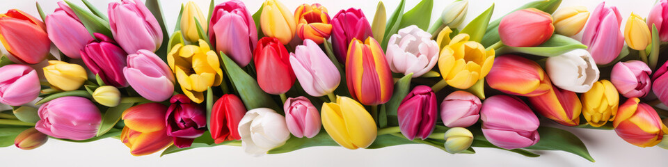 close up of colorful tulips