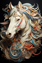 Fototapeta na wymiar Paper Artistry: The Majestic Horse Sculpture
