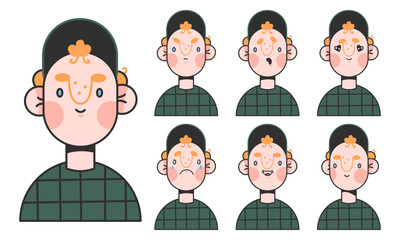 Cool boy character emotions.face construction