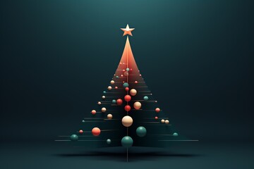 Abstrakter Weihnachtshintergrund mit Weihnachtsbaum in grüner Farbe, Podiumsdesign für Vitrine oder Produktpräsentation, Ki generriert - obrazy, fototapety, plakaty
