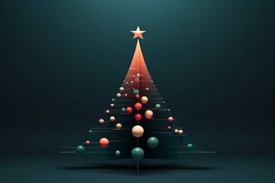Abstrakter Weihnachtshintergrund mit Weihnachtsbaum in grüner Farbe, Podiumsdesign für Vitrine oder Produktpräsentation, Ki generriert
