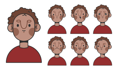 Cool boy character emotions.face construction