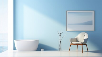 Minimalistic Light Blue Room Setting for Sophisticated Product Presentation