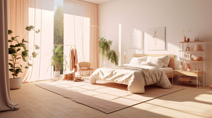 An inviting and cozy morning scene in a bedroom
