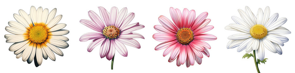Painted Daisy Flower Hyperrealistic Highly Detailed Isolated On Transparent Background PNG File