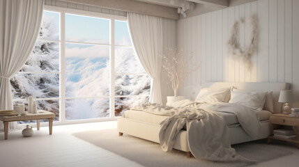 An enchanting and peaceful morning bedroom interior