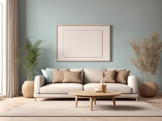 Home interior, luxury modern dark living room interior, poster frame mock up, 3d renders