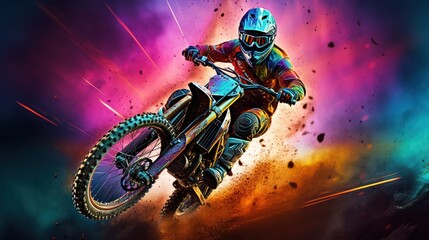 Motorcyclist Sports in Dramatic colors