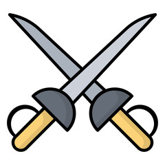 Fencing Sword Colored Outline Icon