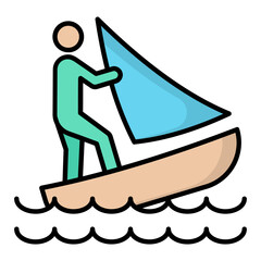 Sailing Colored Outline Icon