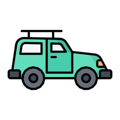 Jeep  Colored Outline Icon